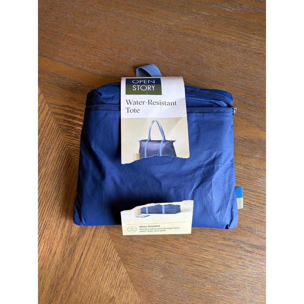 Open Story Water-Resistant Tote Bag Blue Packable DuPont Tyvek Travel Bag NEW